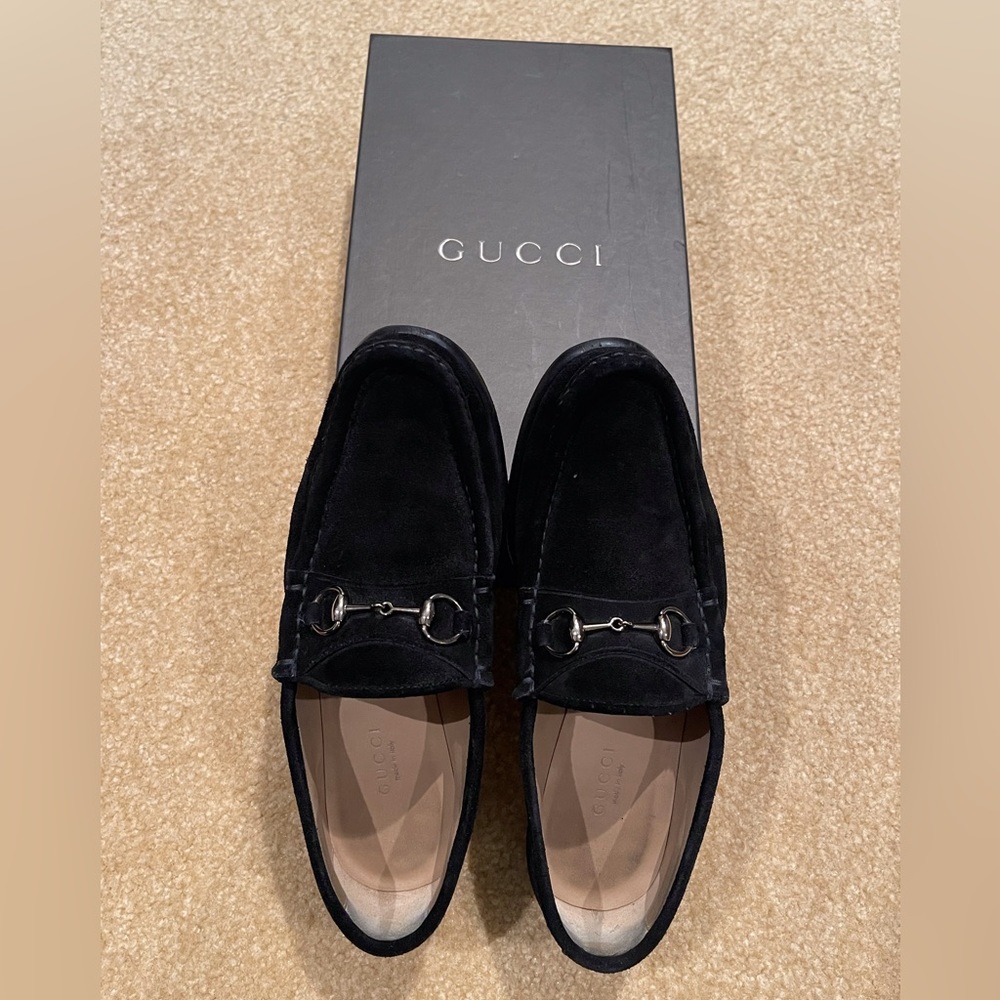 Gucci Black Loafers with Silver Hardware